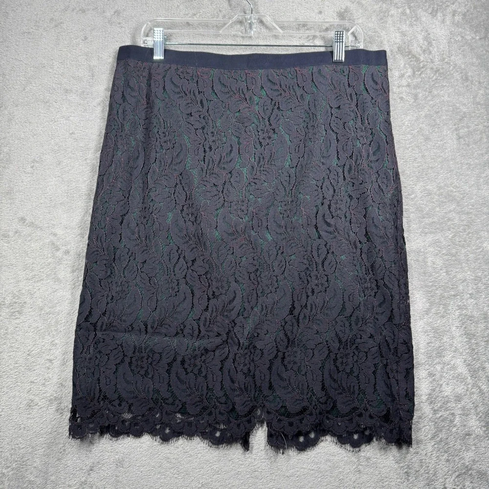 Talbots Skirt Petites 14P Black Lace Pencil Office Business Party Goth Glam Work